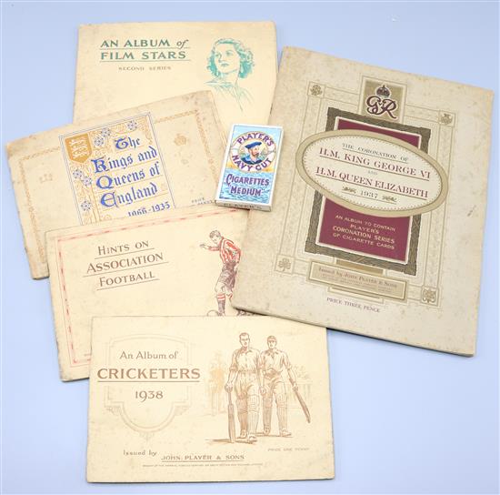 WWI trio to Pte. R Whaits, Welsh R., Q cigarette cards (loose, packets & albums), coins (inc 1834 shilling), stamps & sundries